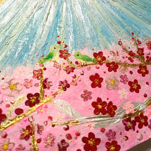 風水絵画＊吉兆光 龍と鳳凰〜蛇と鶯が集う梅の木～巳 五福 鳥 好転