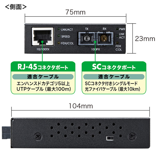 光メディアコンバータ(10BASE-T/100BASE-TX-100BASE-FX)/LAN-EC202C10
