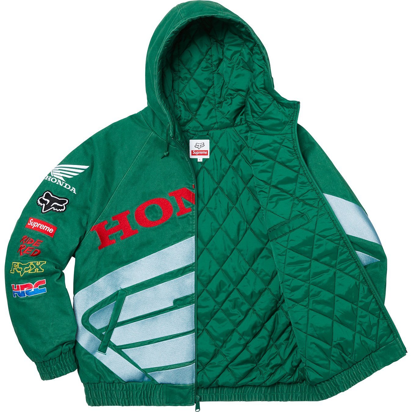 FW19 Supreme × Honda × Fox Racing Puffy Zip Up Work Jacket