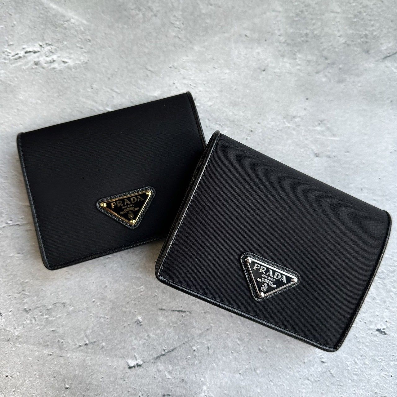 PRADA ナイロンxサファイアーノ 二折り財布 トライアングルロゴ (PRADA