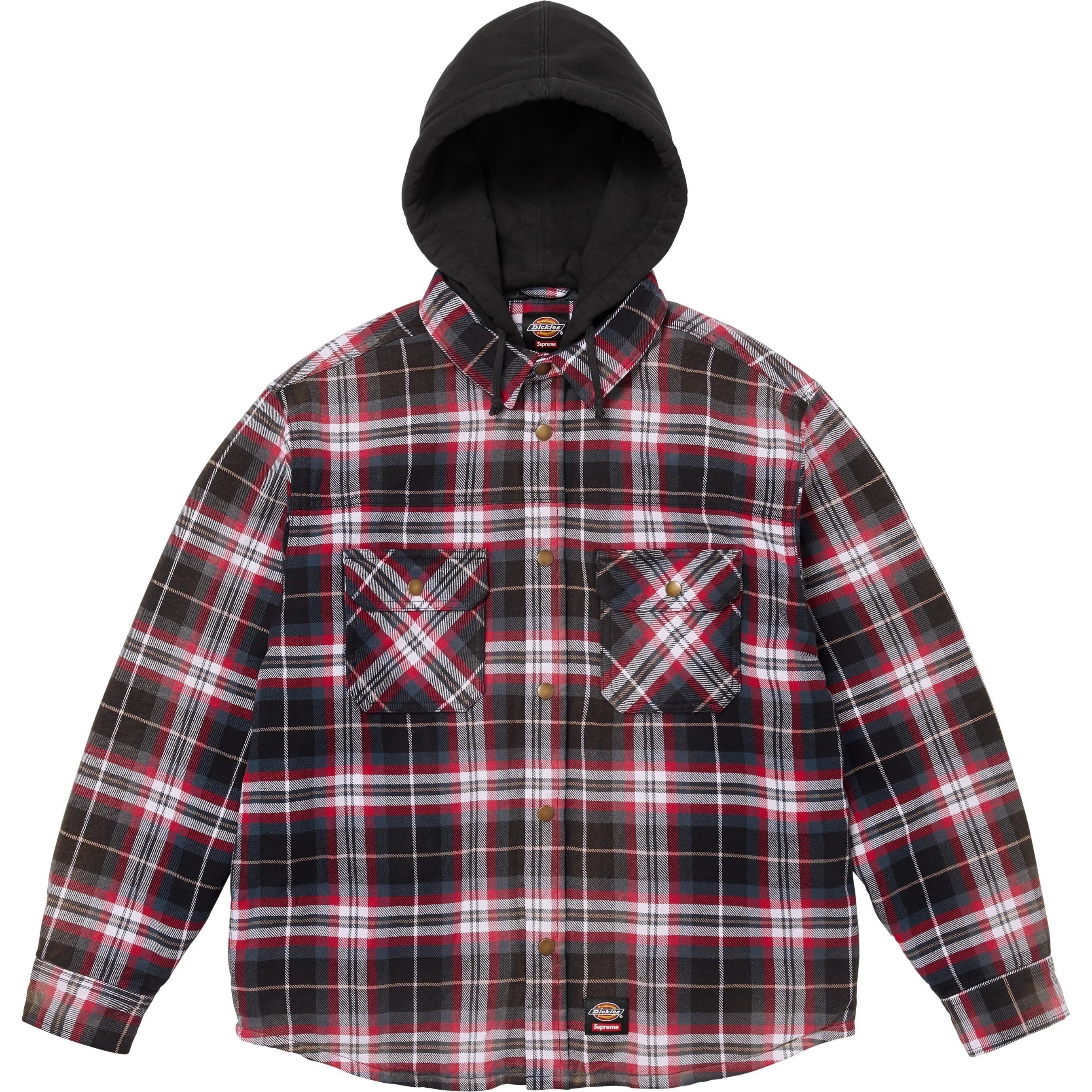 FW25 Supreme Dickies Lined Zip Up Hooded Flannel Shirt (Supreme