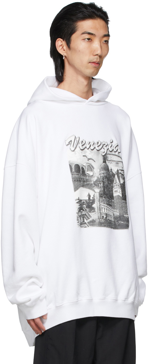 Balenciaga White 'Venezia' Large Fit Hoodie Balenciaga