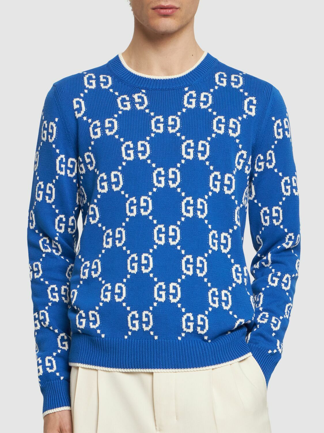 GUCCI - Gg Cotton Knit Sweater Gucci