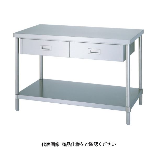 シンコー ステンレス作業台片面引出付(ベタ板棚タイプ・SUS430) 750