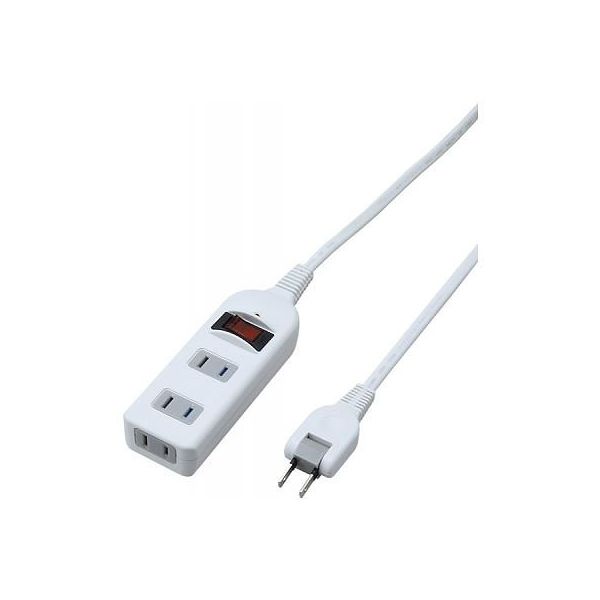 延長コード 電源タップ AC×3個口 スイッチ付 雷ガード付 2m ホワイト