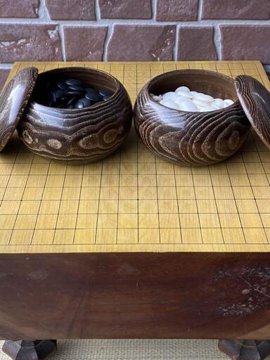 蛤碁石 那智黒石 34号 銘木桜碁笥 囲碁 碁石 碁笥 蛤碁石 那智黒 碁石