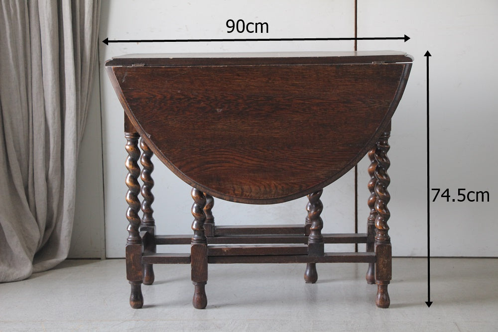 1930年代オーク材ゲートレッグテーブル（机）高さ74.5cm イギリス