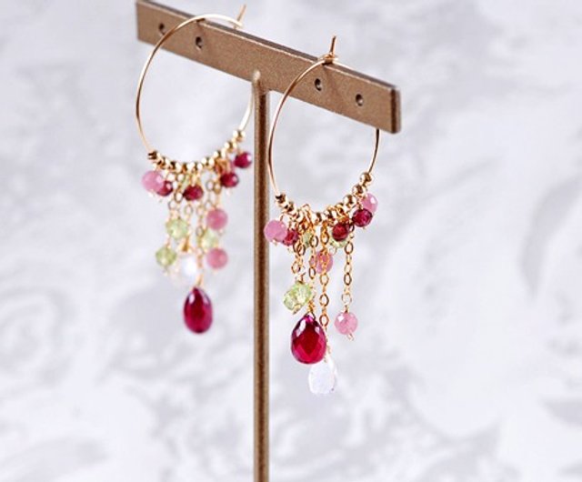ルビーシャンデリアピアス mumu jewelry | ピアス・イヤリング - Pinkoi