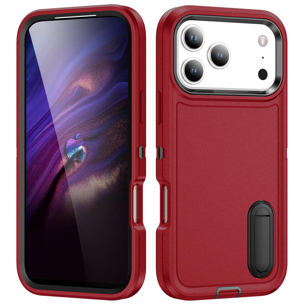iPhone 17 Pro Max Rugged PC + Silicone Phone Case with Holder