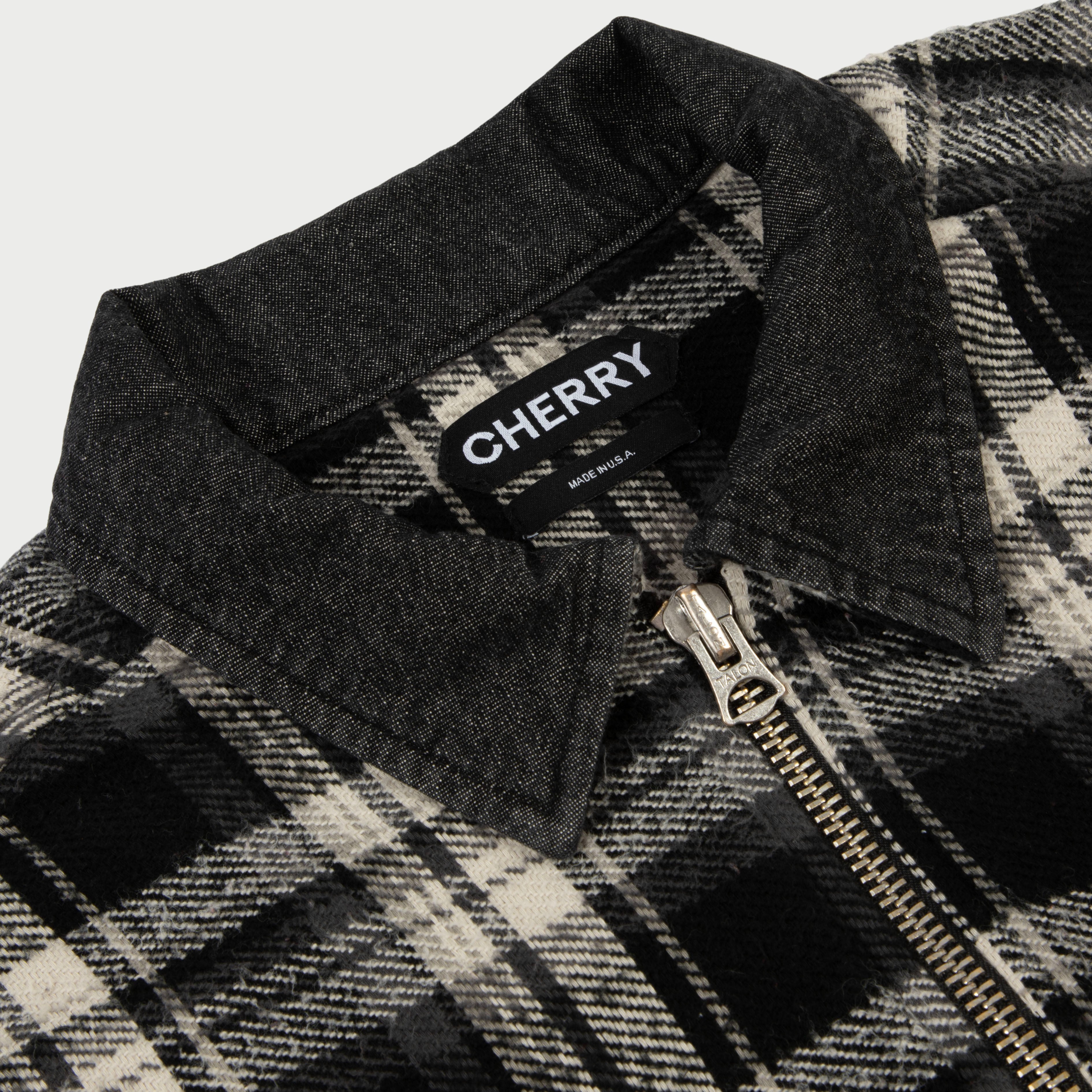 Plaid Zip Shirt Jacket (Black) – CHERRY LA