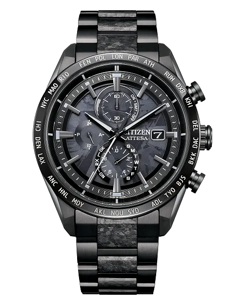 ATTESA Black Dial Super Titanium with DLC Coating Bracelet AT8287