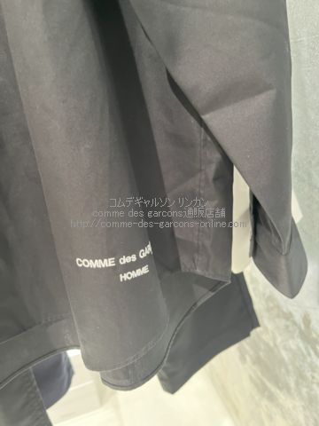 コムデギャルソンオム 定番 コットンブロード 刺繍ロゴ・ブラウス-長袖