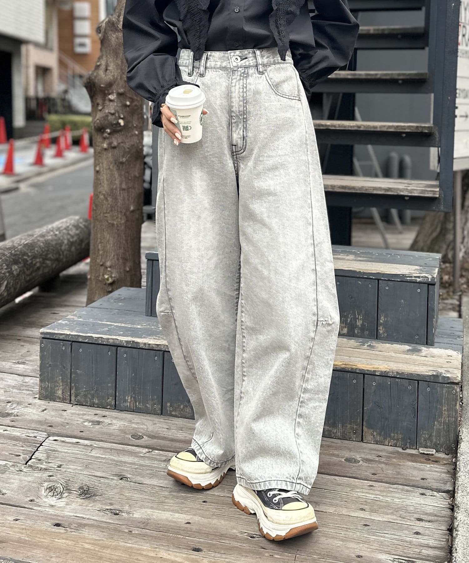 ウエスト調節可能/2サイズ展開】カーブデニムパンツ | w closet