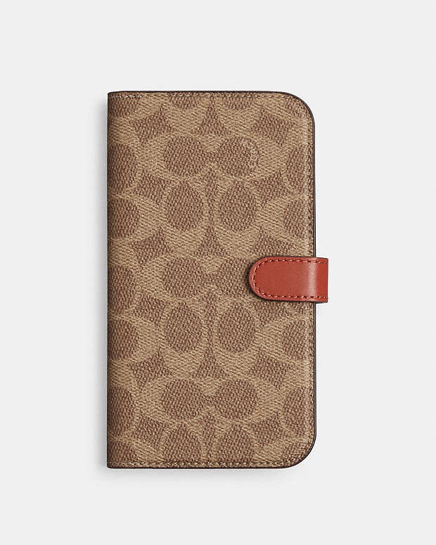 公式】COACH – コーチ | IPHONE 15 フォリオ・シグネチャー キャンバス