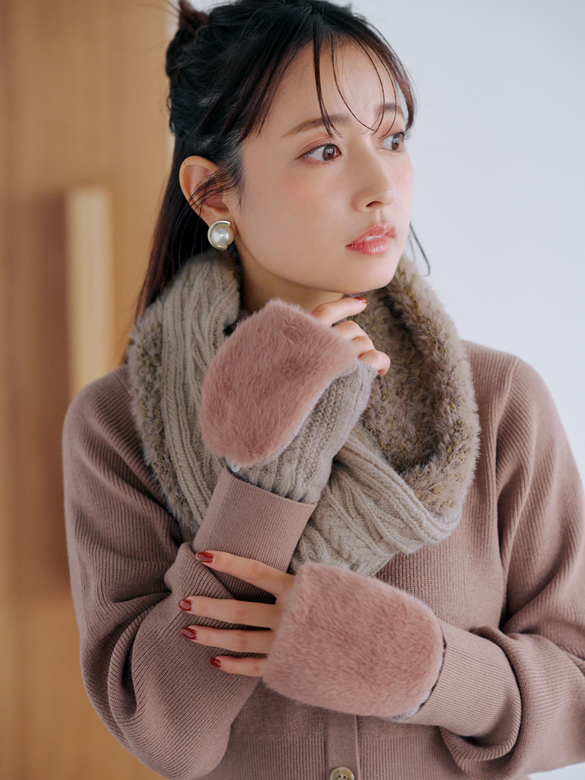YUNA SANTA】ファーミックスニットグローブ | 小柄・低身長女性向け