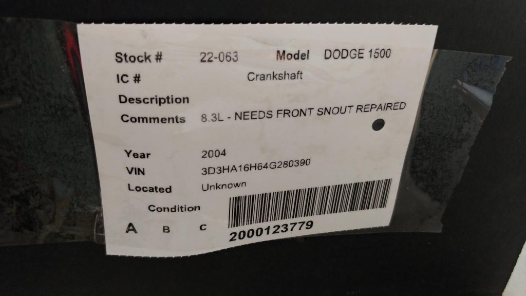 NEEDS MACHINED 2004 Dodge Ram Viper SRT-10 OEM 8.3L Engine