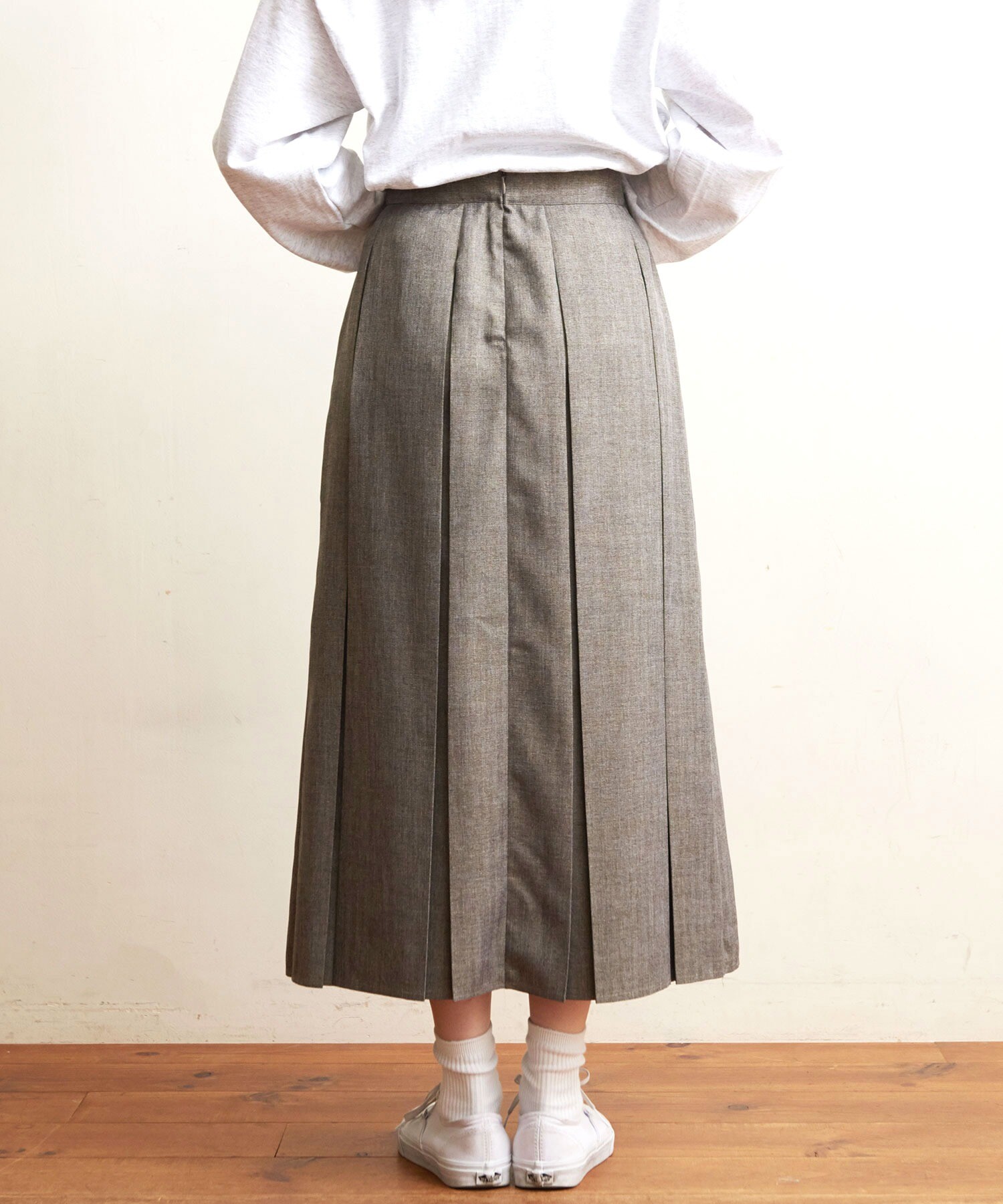 AMBIDEX Store wool mood ボックスプリーツ スカート(F グレー): l