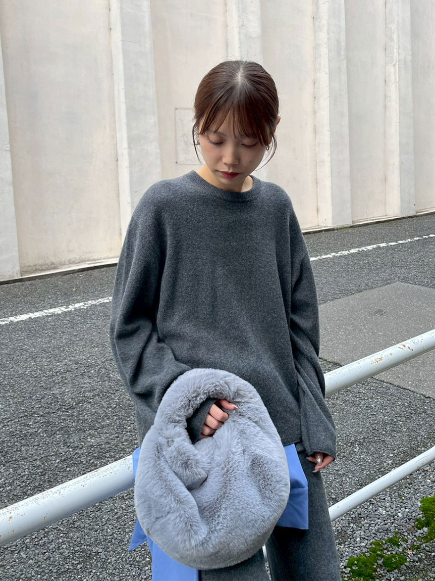 セットアップ対応】ラムウールオーバーニットトップス(ニット