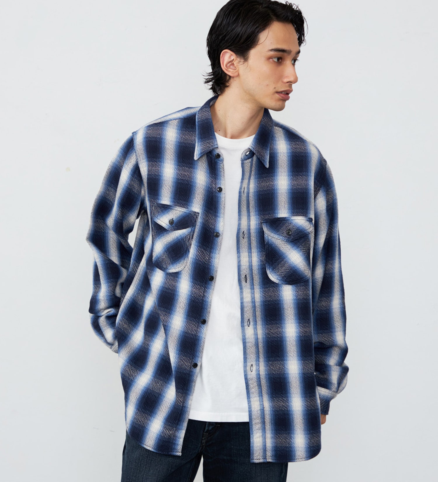 期間限定SALE】NEL WORK SHIRTS/ネルワークシャツ オンブレチェック
