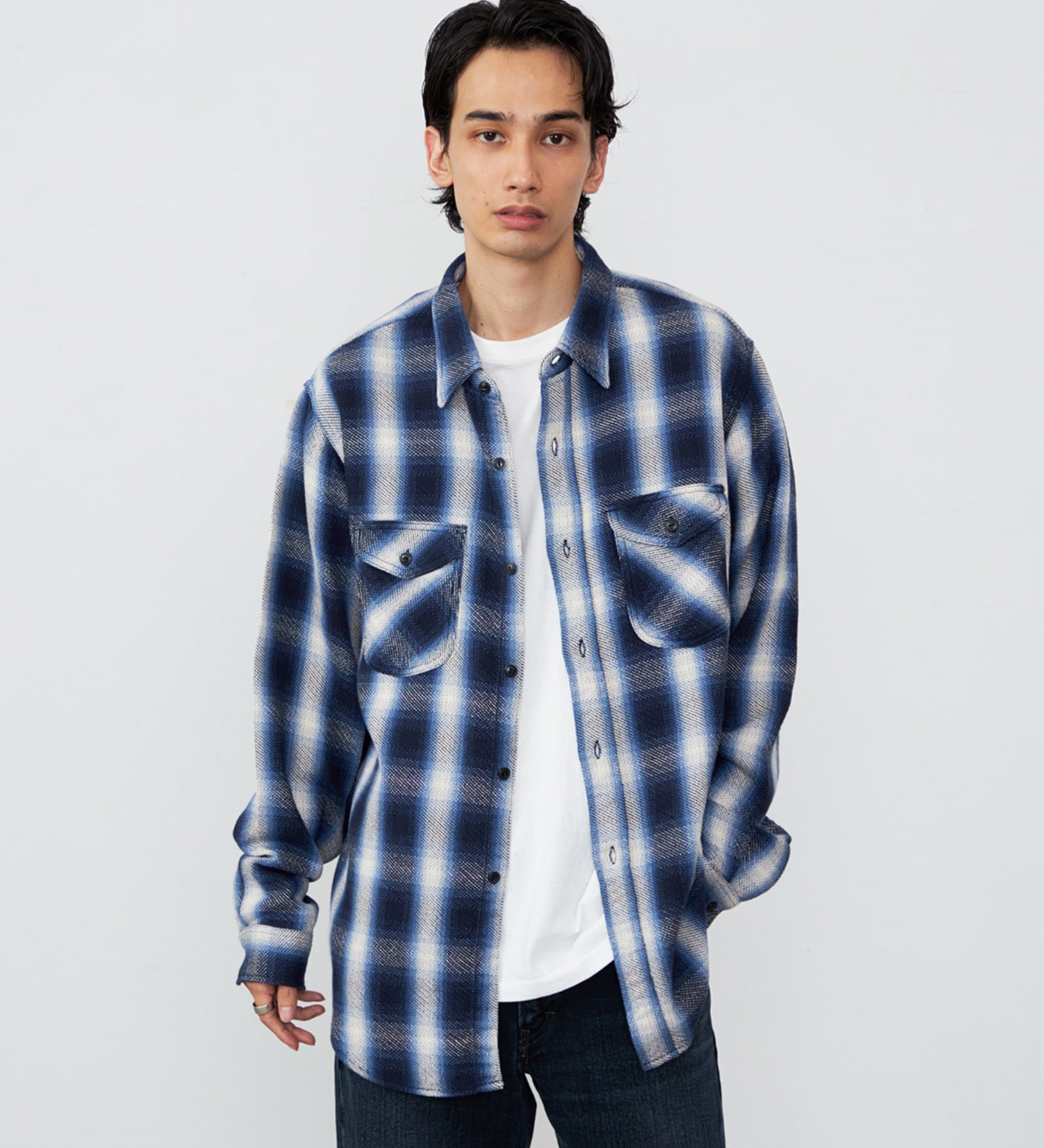 期間限定SALE】NEL WORK SHIRTS/ネルワークシャツ オンブレチェック