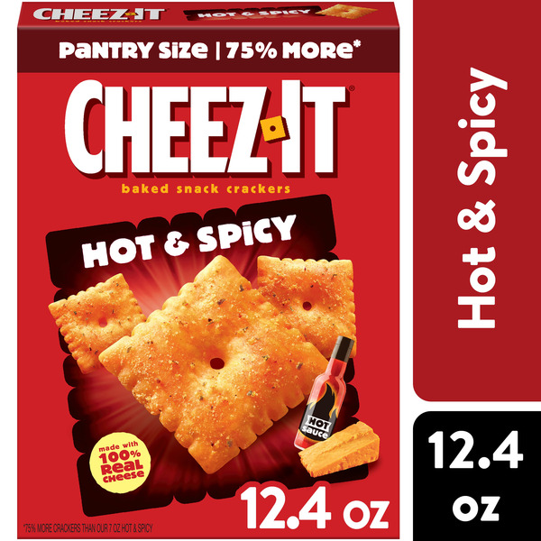 Cheez-It Hot and Spicy Cheese Crackers, Baked Snack Crackers, 12.4