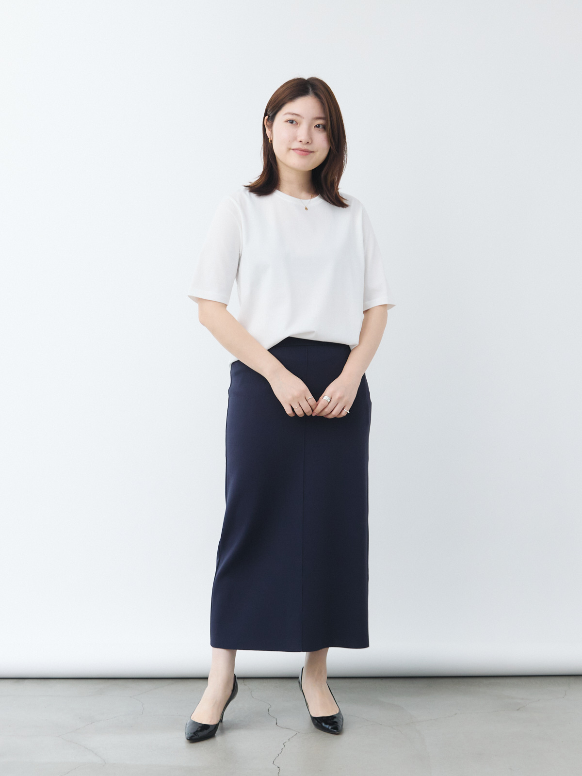 上質コットン100%のドレスTシャツ/五分袖/ホワイト | Factelier