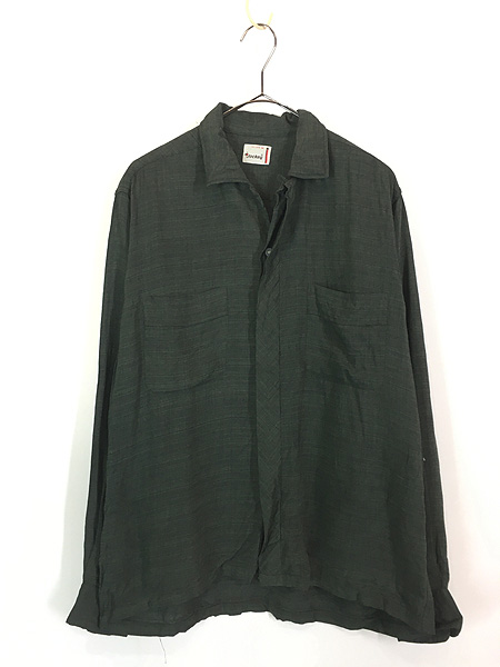 古着 60s Jockey 比翼 & 開襟 デザイン レーヨン ボックス シャツ