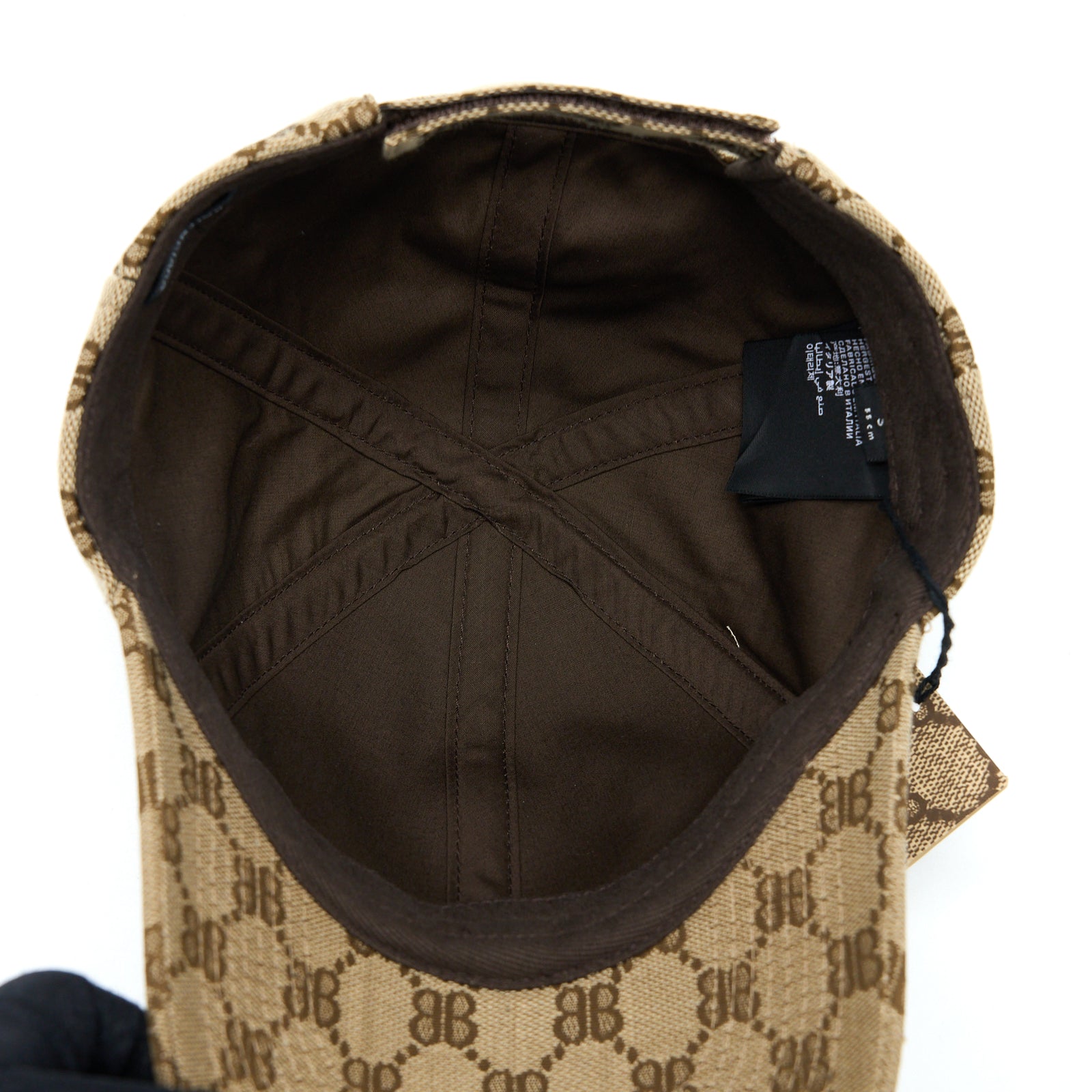 Balenciaga X Gucci Size S Hacker Project Cap Canvas Jacquard Ebony/Bro