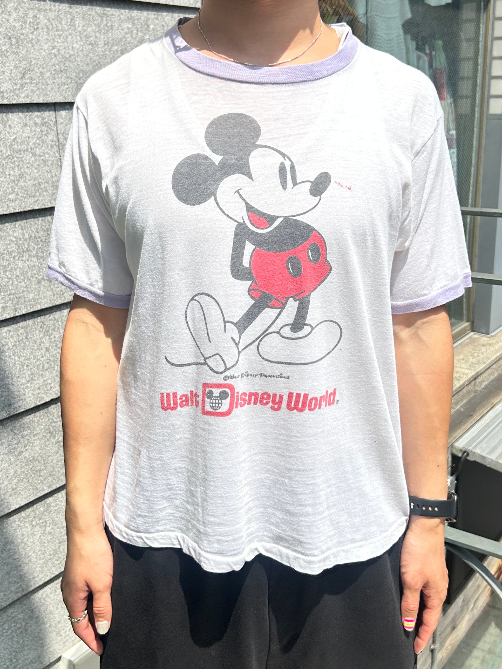 80's Walt Disney World 「白足ミッキーBILLネーム」キャラクターT