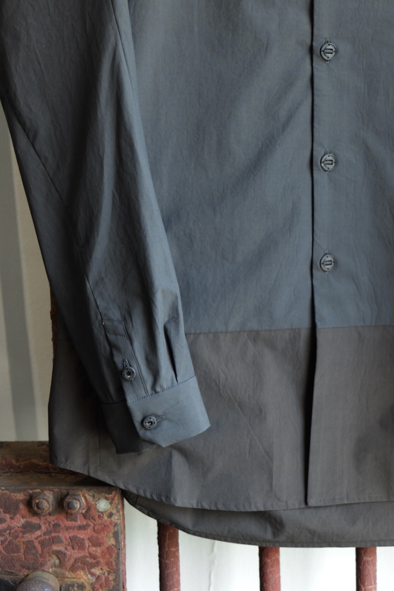 SHC-DTML. Shirt High Density Cotton. Blue Gray × Beige Gray. DEVOA