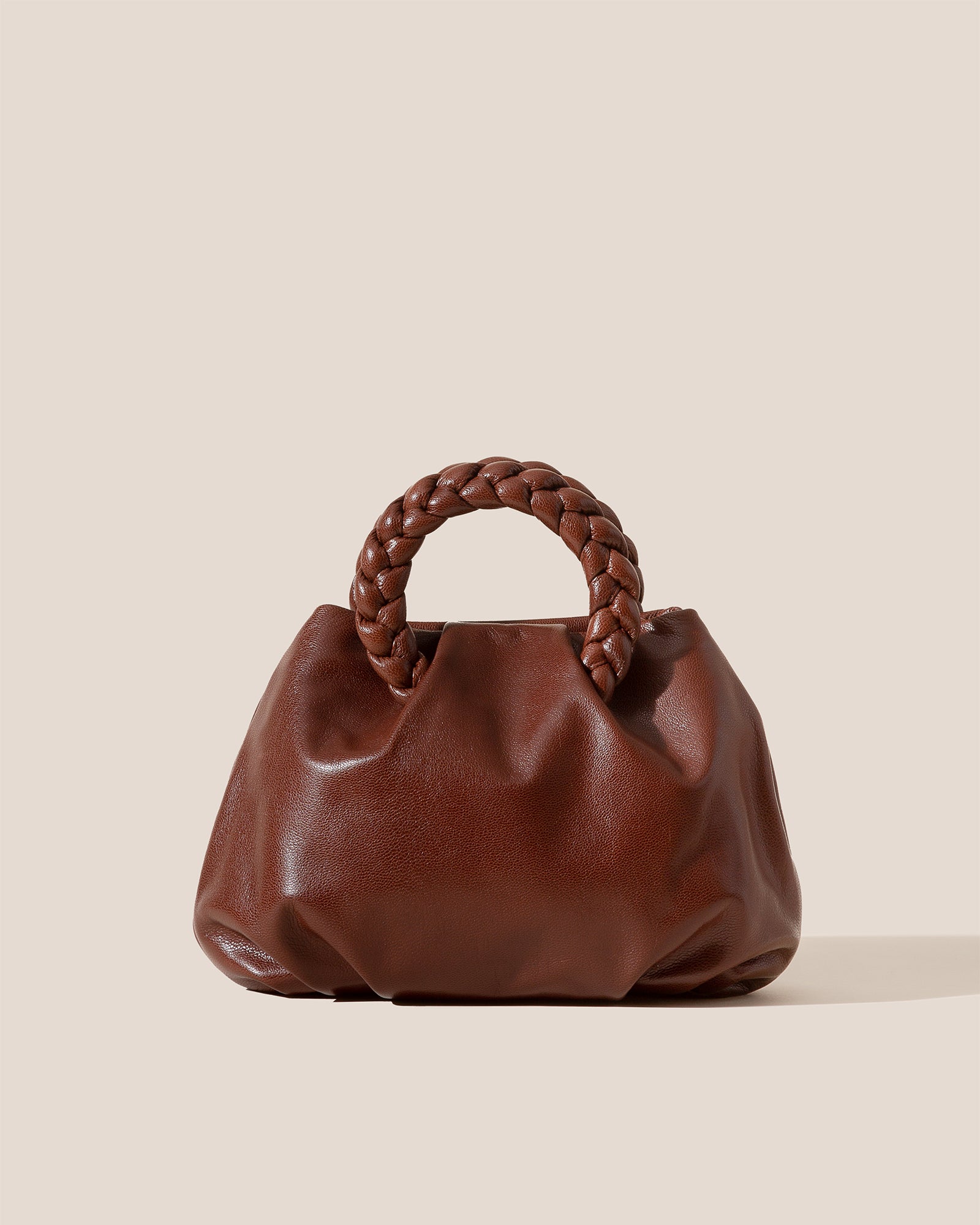 BOMBON M SUPPLE SHINY - Medium Plaited-handle Leather Handbag