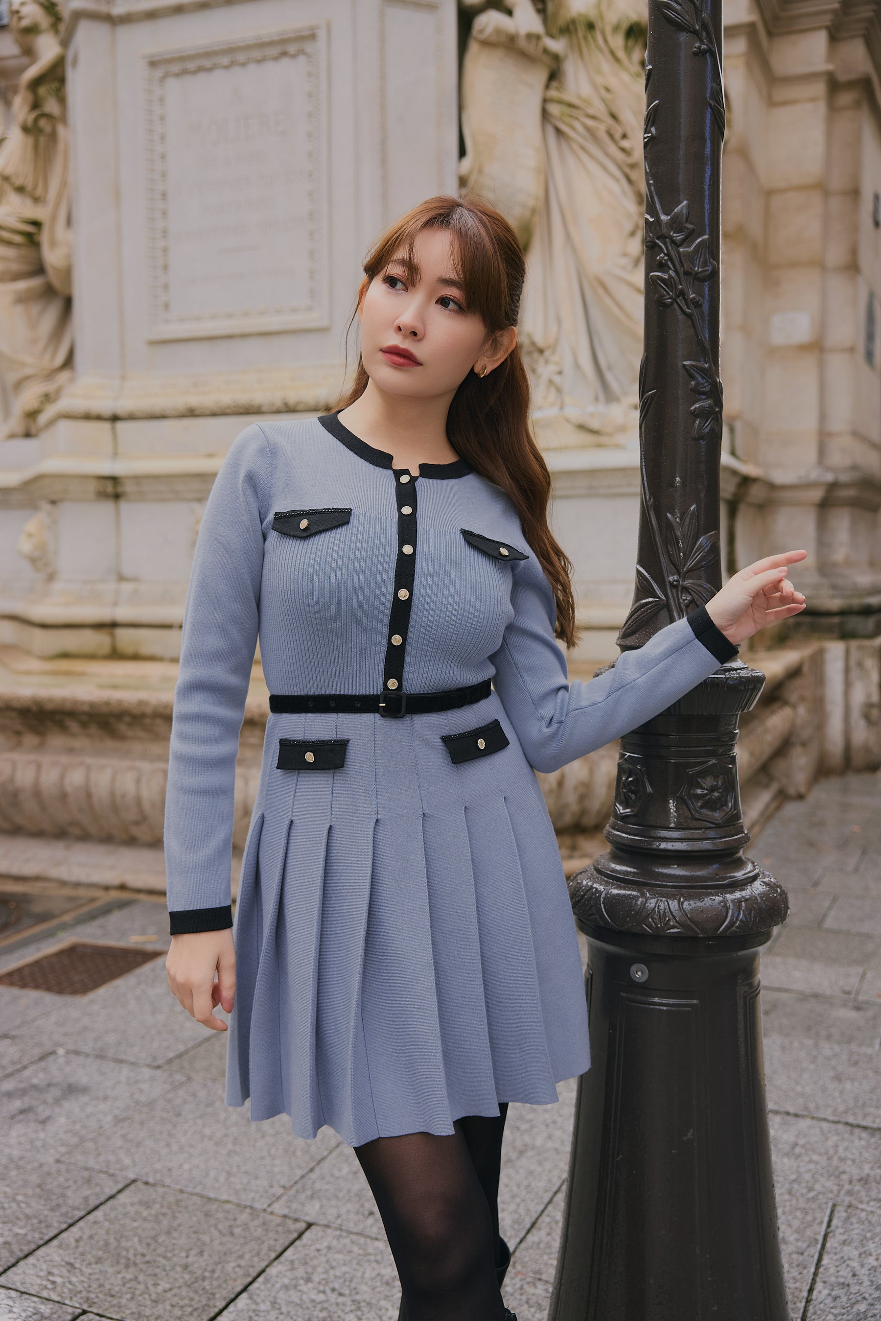 Gabrielle Belted Knit Dress
