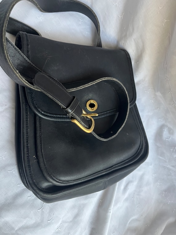 COACH Vintage Black Leather Large Sidepack Saddlebag Crossbody