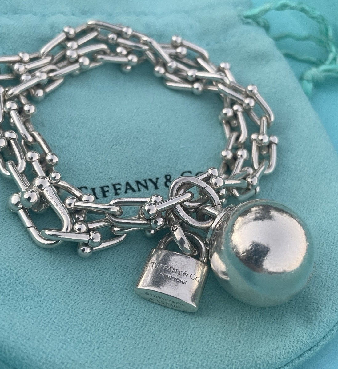 Tiffany & Co. Sterling Silver HardWear Small Link 19mm Ball & Lock