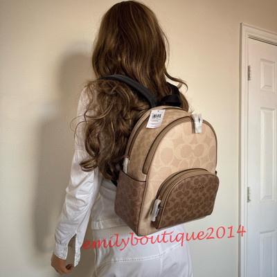 NWT Coach CZ771 Court Backpack In Blocked Signature Canvas Sand