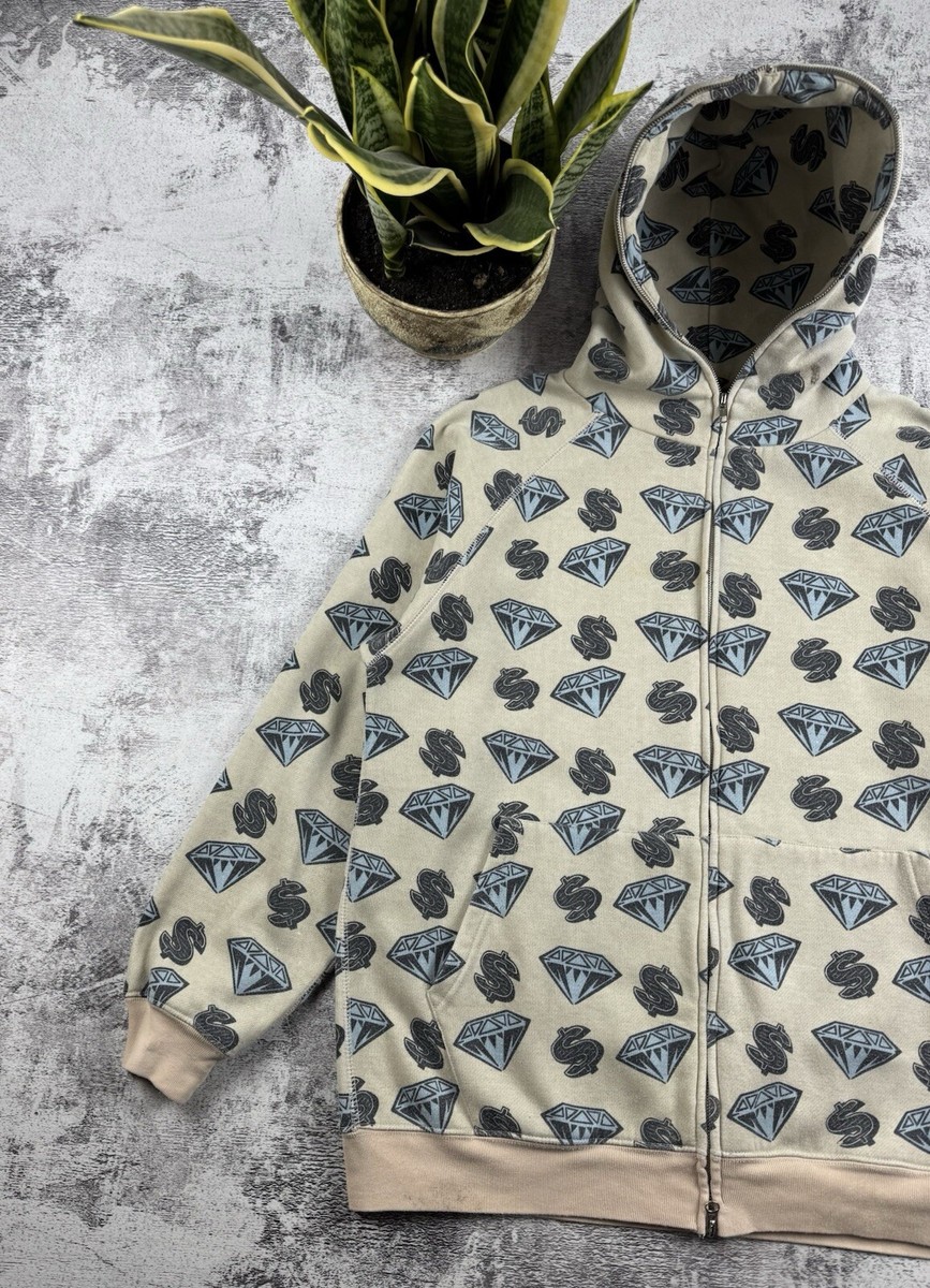 VINTAGE BBC BILLIONAIRE BOYS CLUB MONOGRAM FULL ZIP DOLLAR DIAMOND