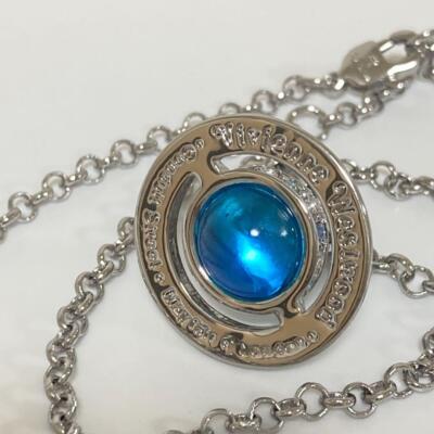 Vivienne Westwood Necklace Tiny Orb light blue w/drawstring [EJ831
