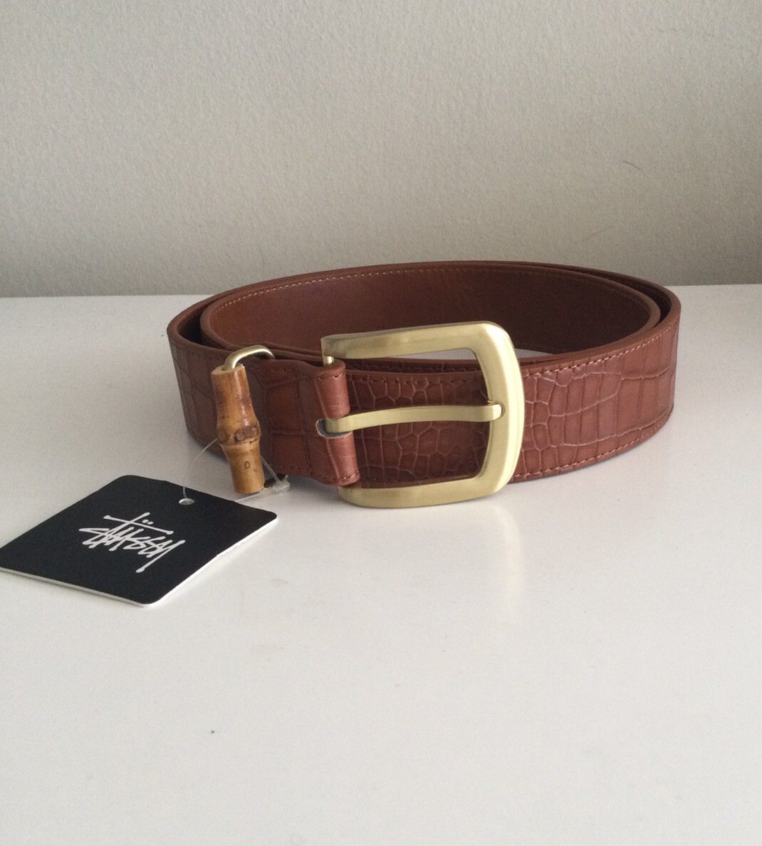 Stussy Crocodile Brown Belt Size L/XL | eBay