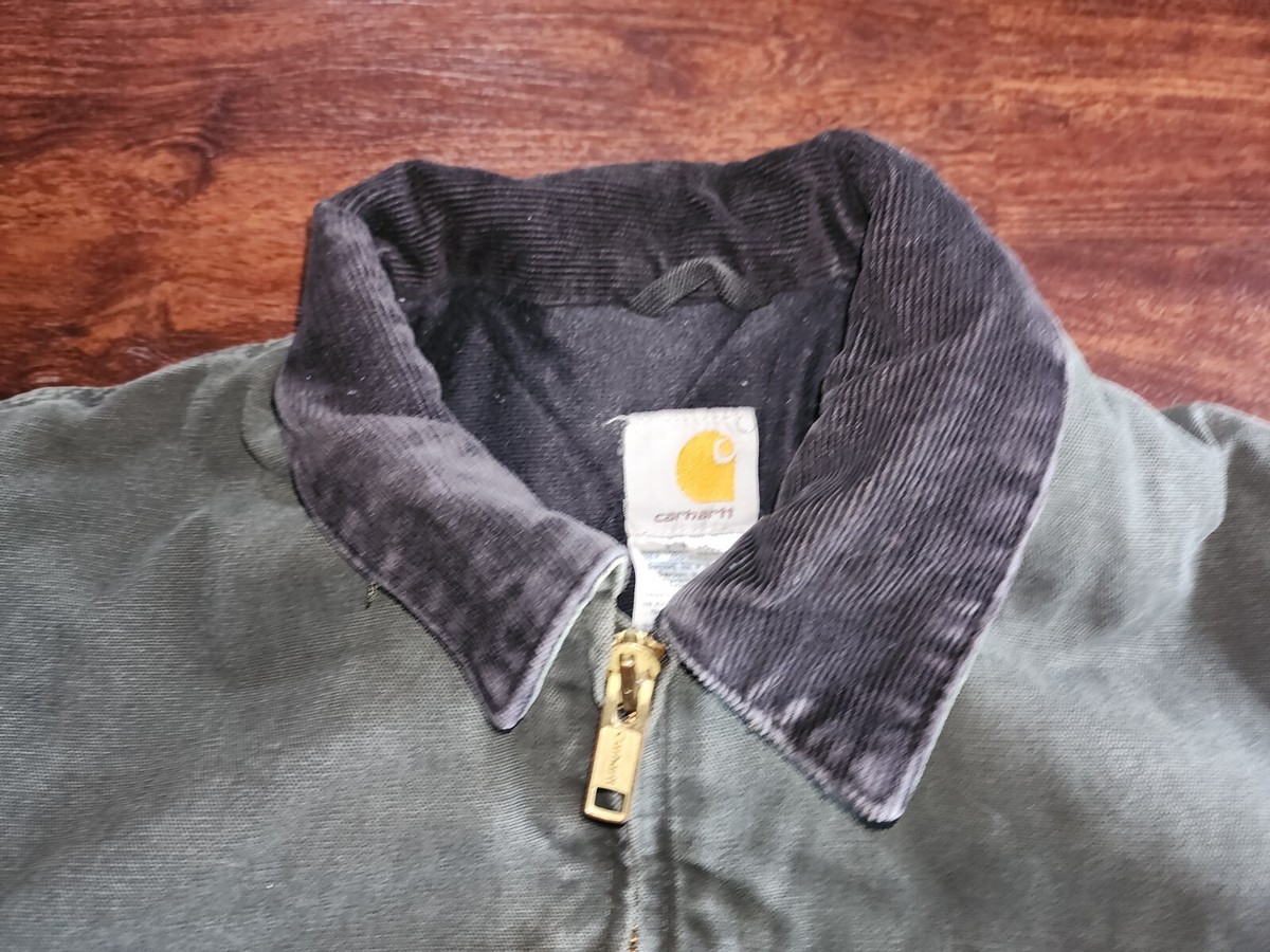 VTG CARHARTT J165 MOS QUILTED FLEECE LINED DUCK BOMBER JACKET