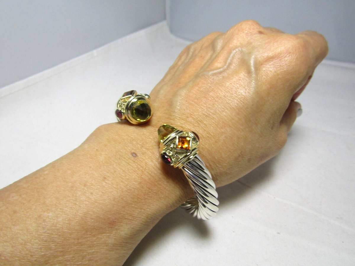 David Yurman Sterling Silver &14K Lemon Citrine 10MM Cable