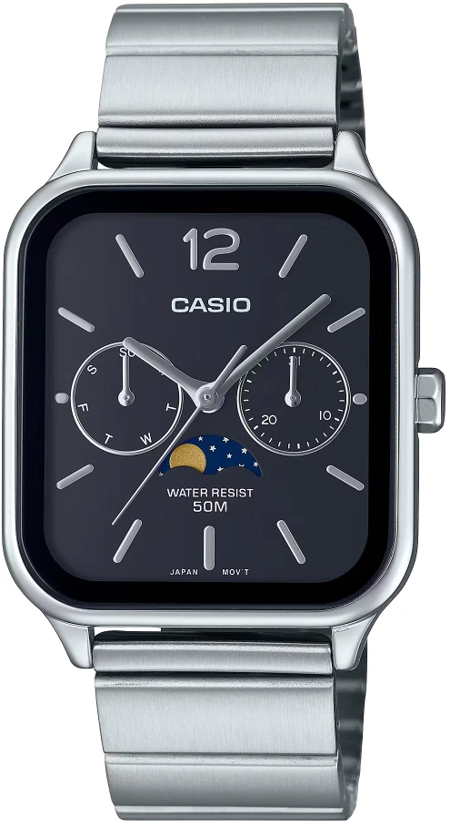 Casio Analog MTP-M305D-1AV Moonphase Quartz Men's Watch Stainless