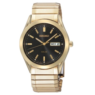RARE]SEIKO CORE MENS SOLAR POWERED WRIST WATCH GOLD-TONE STAINLESS