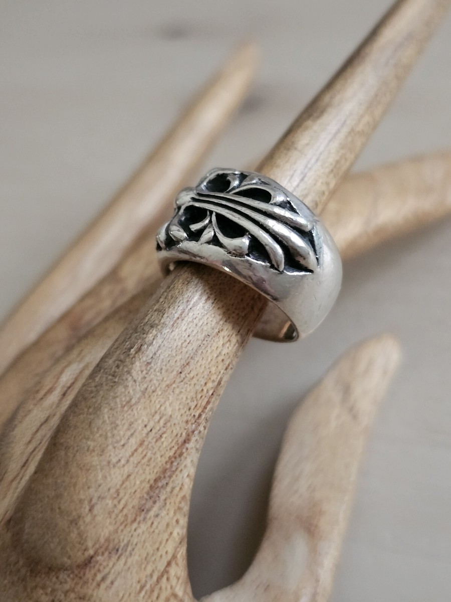 RARE 1992 CHROME HEARTS STERLING SILVER ORNATE CROSS RING SZ 4.75