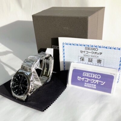SEIKO Chronograph SND367PC Black Silver Men's Watch With Box | eBay