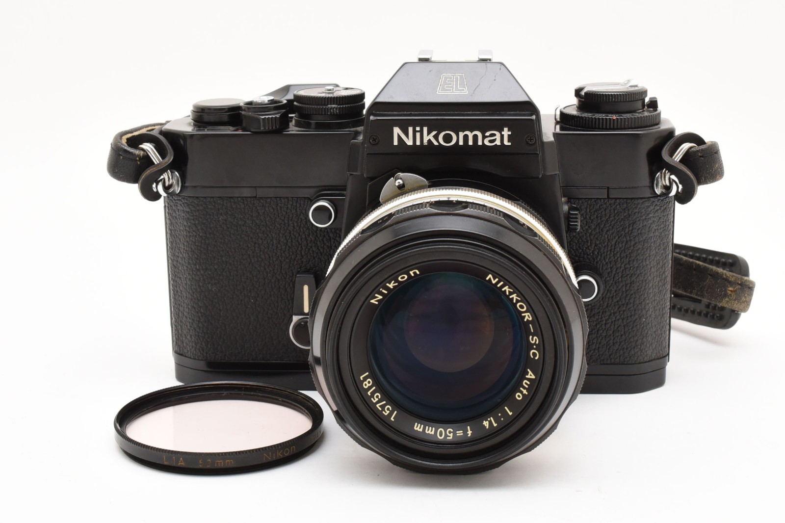 Exc+3]Nikon Nikomat EL Black w/Nikkor-S.C Auto 50mm f/1.4 Lens