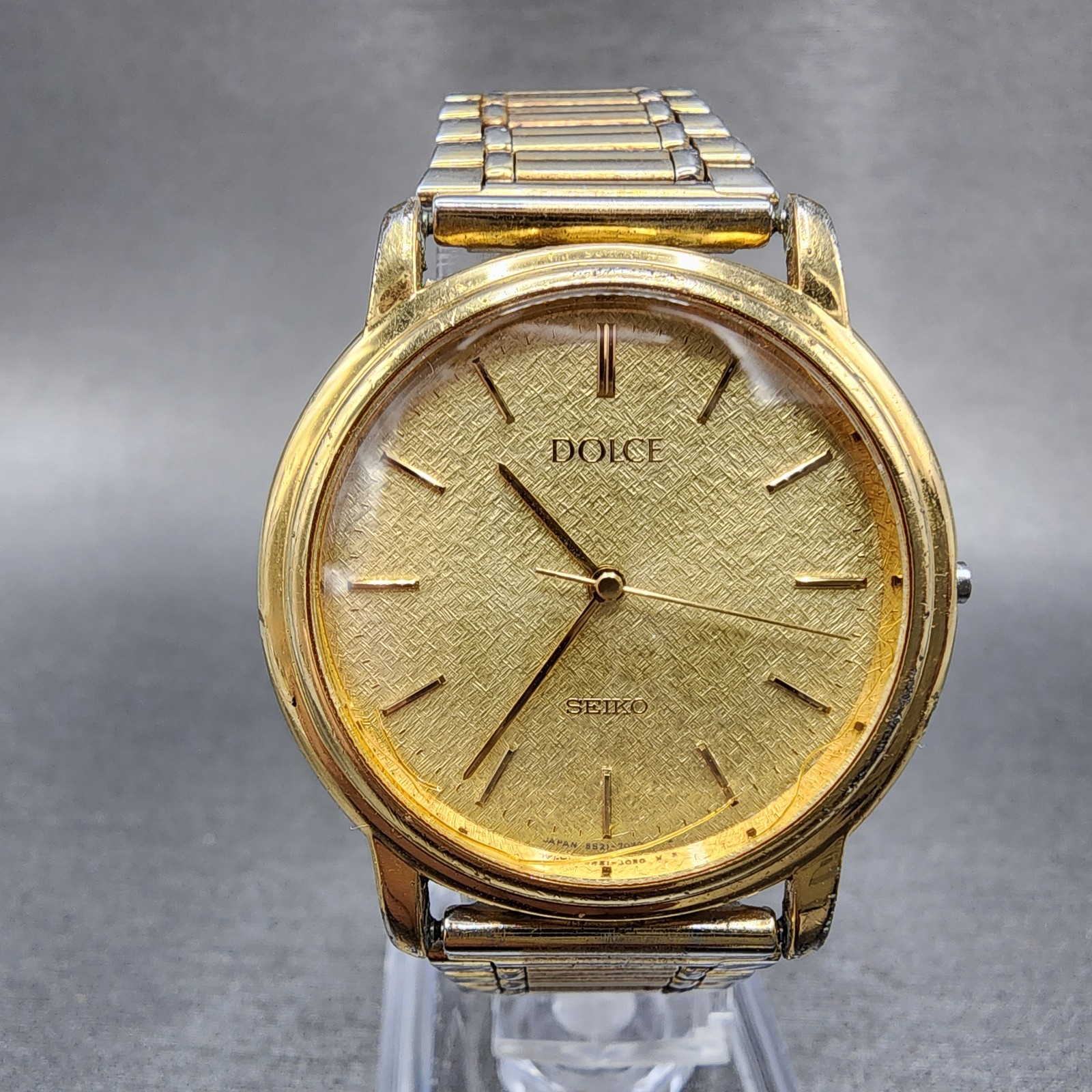 Seiko Dolce Watch Men 32mm Champagne Dial Gold Tone 5s21-6011 New