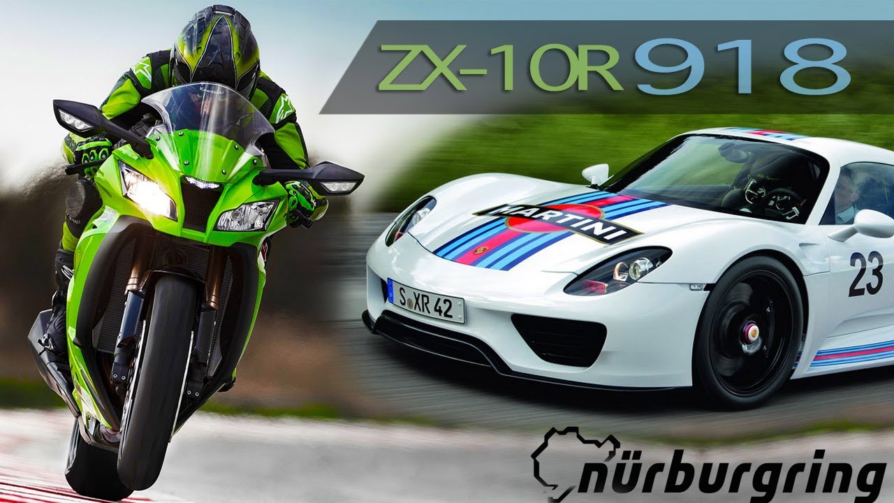 Porsche 918 VS Kawasaki Ninja ZX-10R - NURBURGRING Full RACE - YouTube