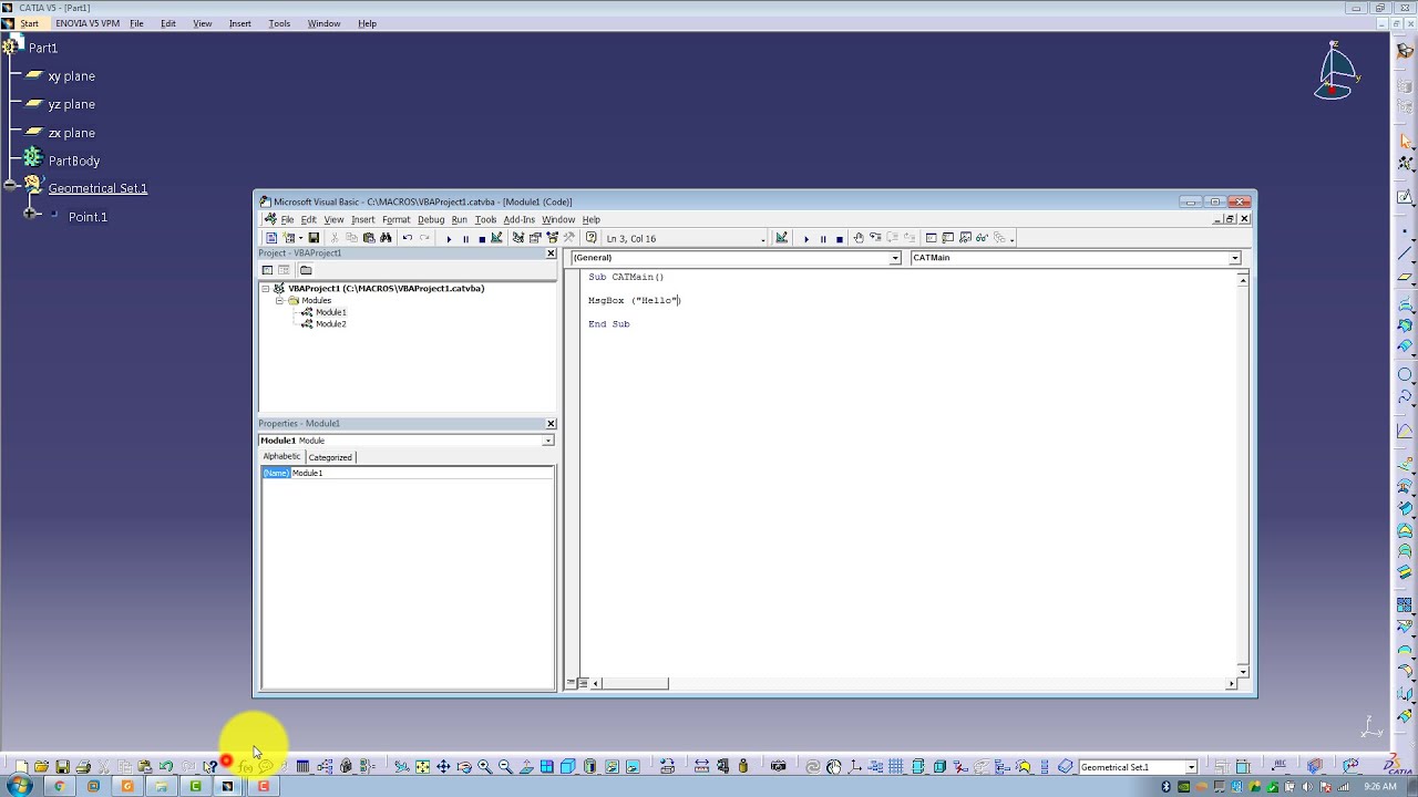 CATIA V5 - VBA MACROS - RECORDING MACROS - CREATE A POINT - YouTube