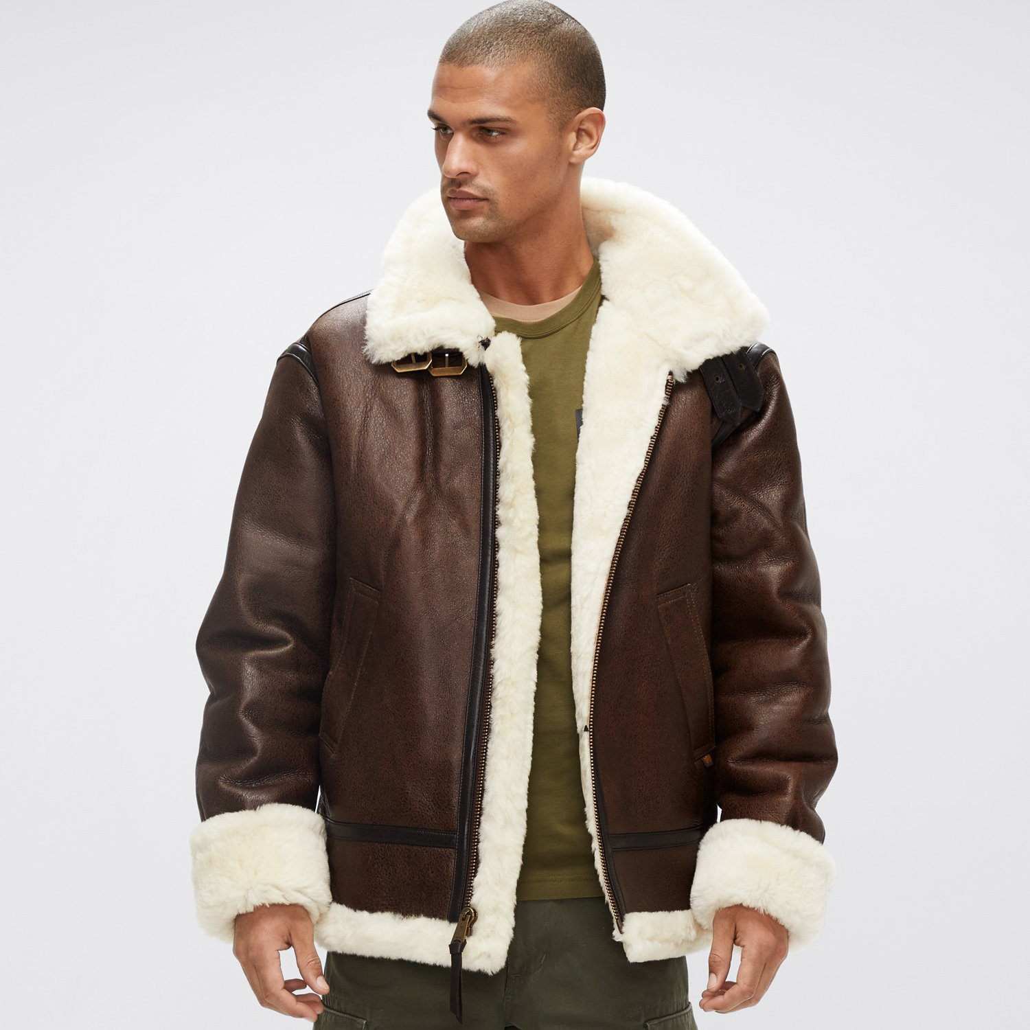 B-3 Sherpa Leather Bomber Jacket | Genuine Sheepskin Leather