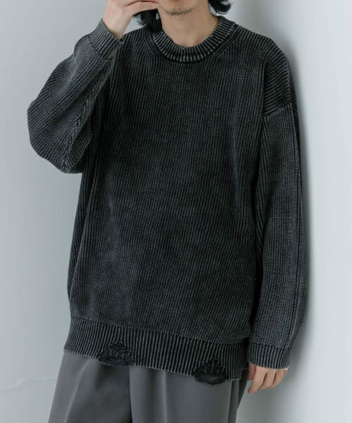 セール】 URBAN RESEARCH iD ストーンウォッシュダメージニット